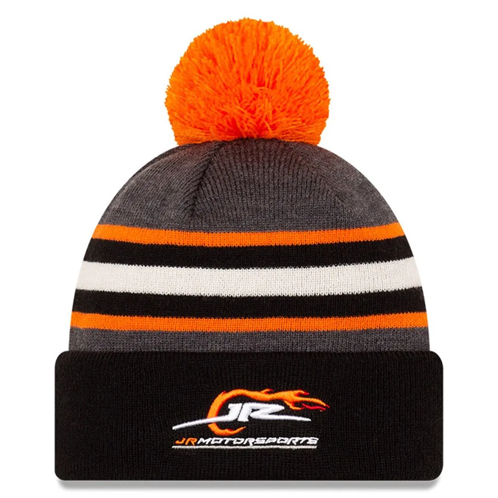 Men's JR Motorsports New Era Cuffed Pom Knit Beanie - Gray/Black