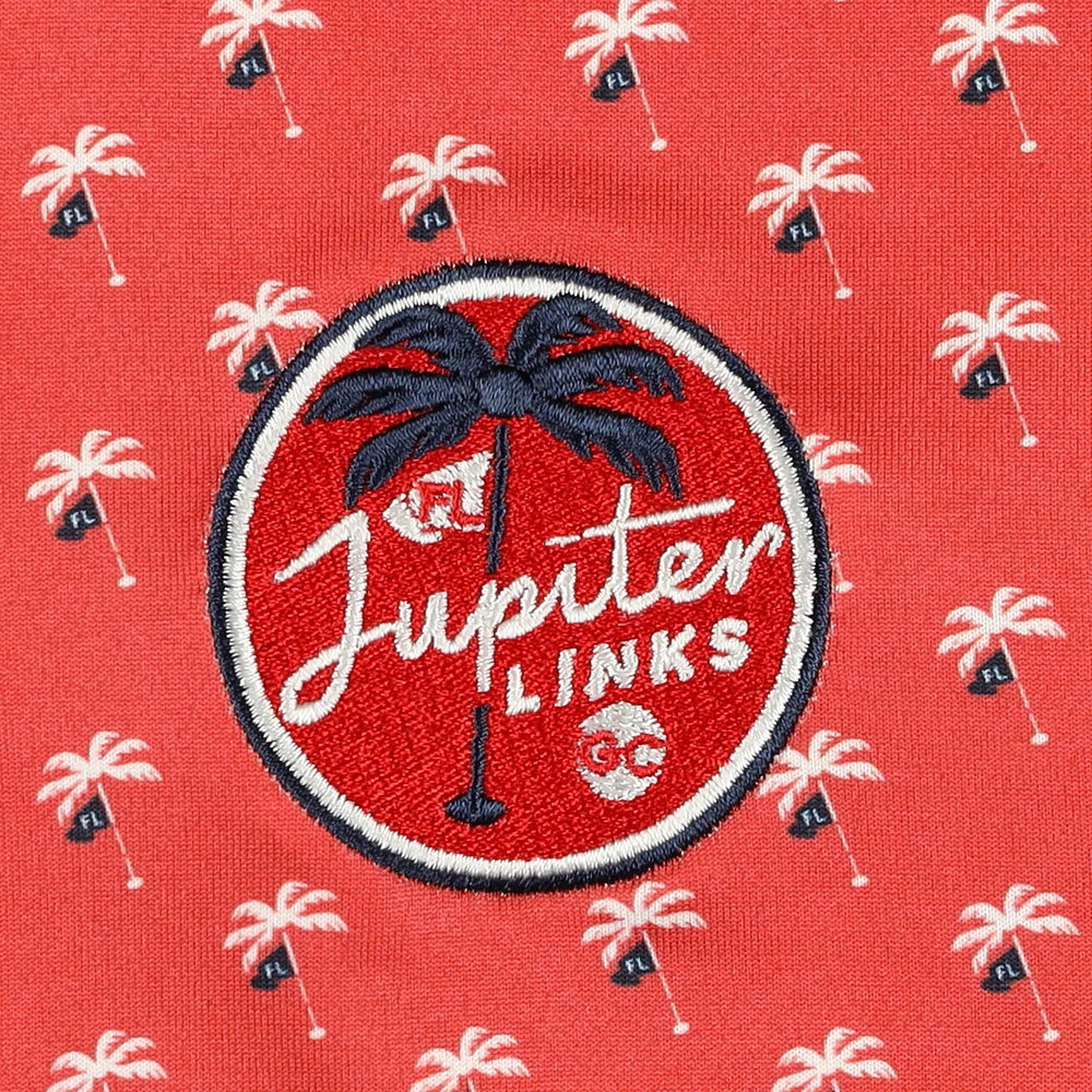 Men's Flag & Anthem  Red Jupiter Links Golf Club All-Over Logo Polo