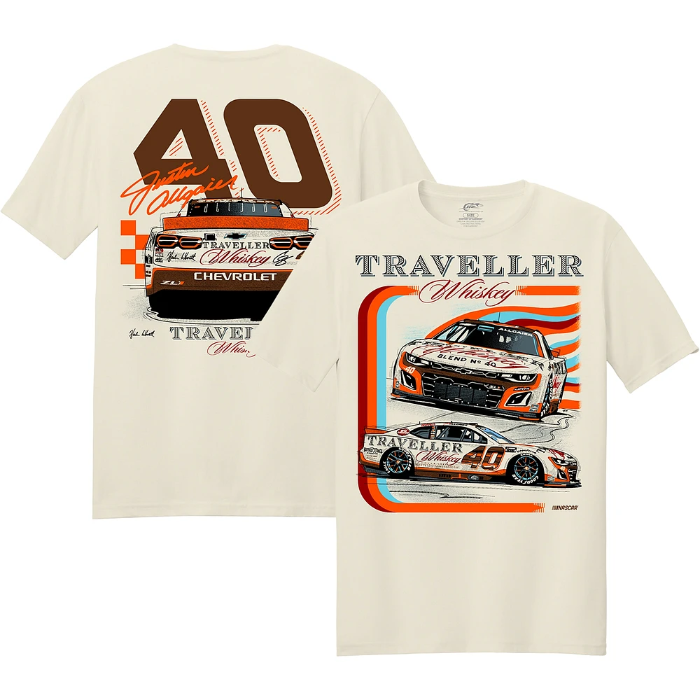 T-shirt officiel de l'équipe JR Motorsports pour homme, motif voiture whisky Justin Allgaier Traveller naturel