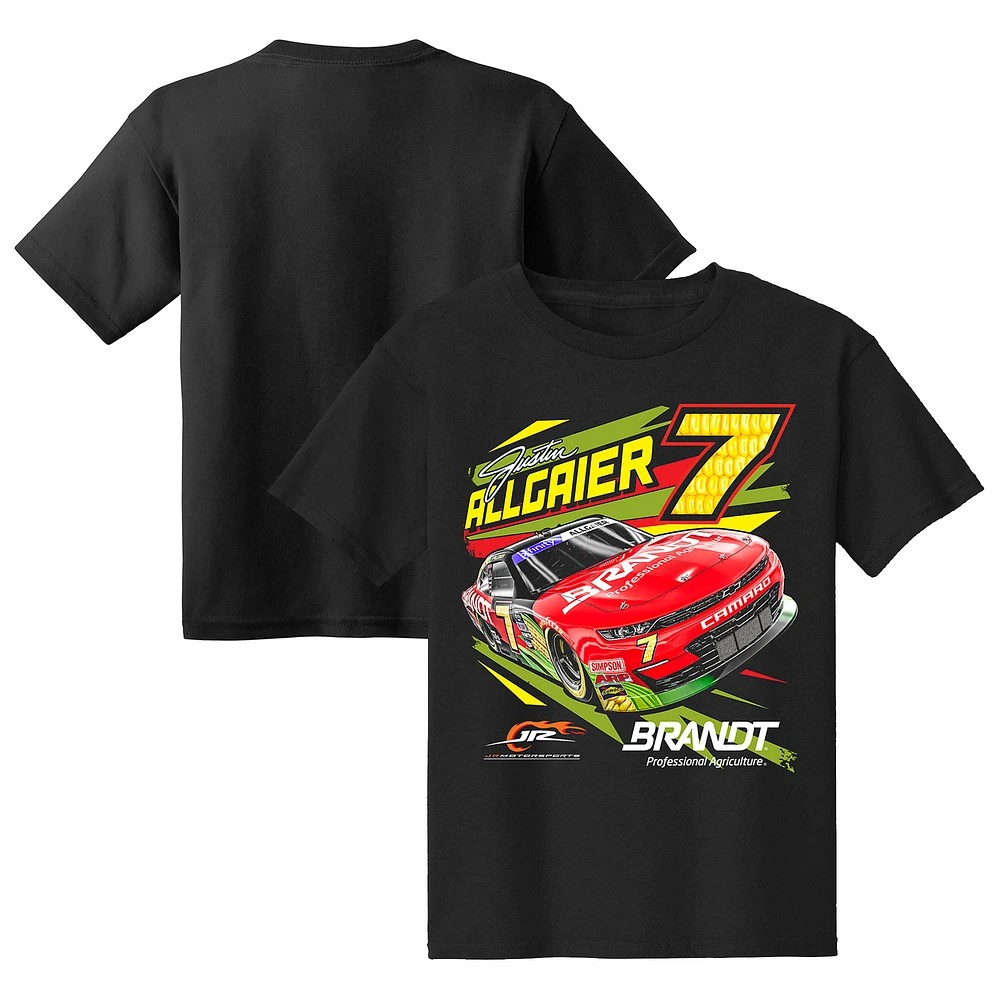 T-shirt noir Justin Allgaier de l'équipe officielle JR Motorsports pour jeunes