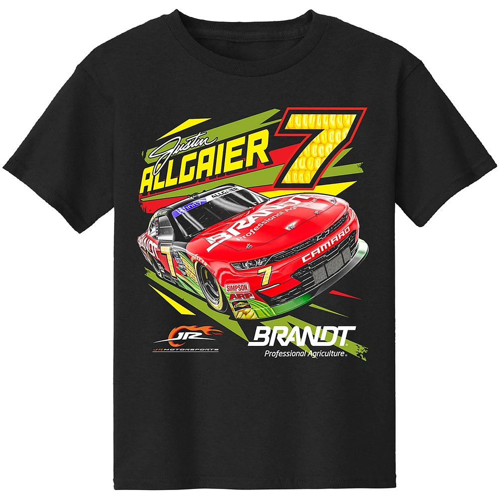 T-shirt noir Justin Allgaier de l'équipe officielle JR Motorsports pour jeunes