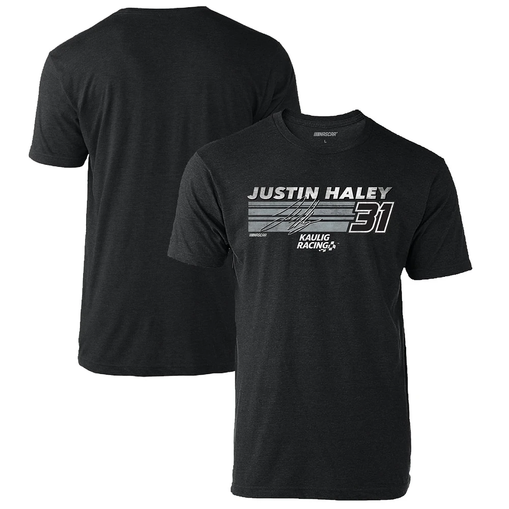 Men's Checkered Flag Heather Charcoal Justin Haley Hot Lap T-Shirt