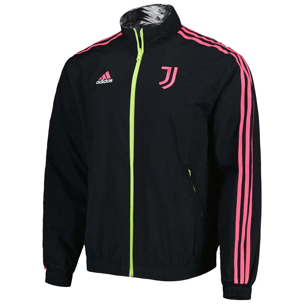 Men's adidas Black Juventus 2022/23 On-Field Team Logo Anthem Reversible Full-Zip Jacket