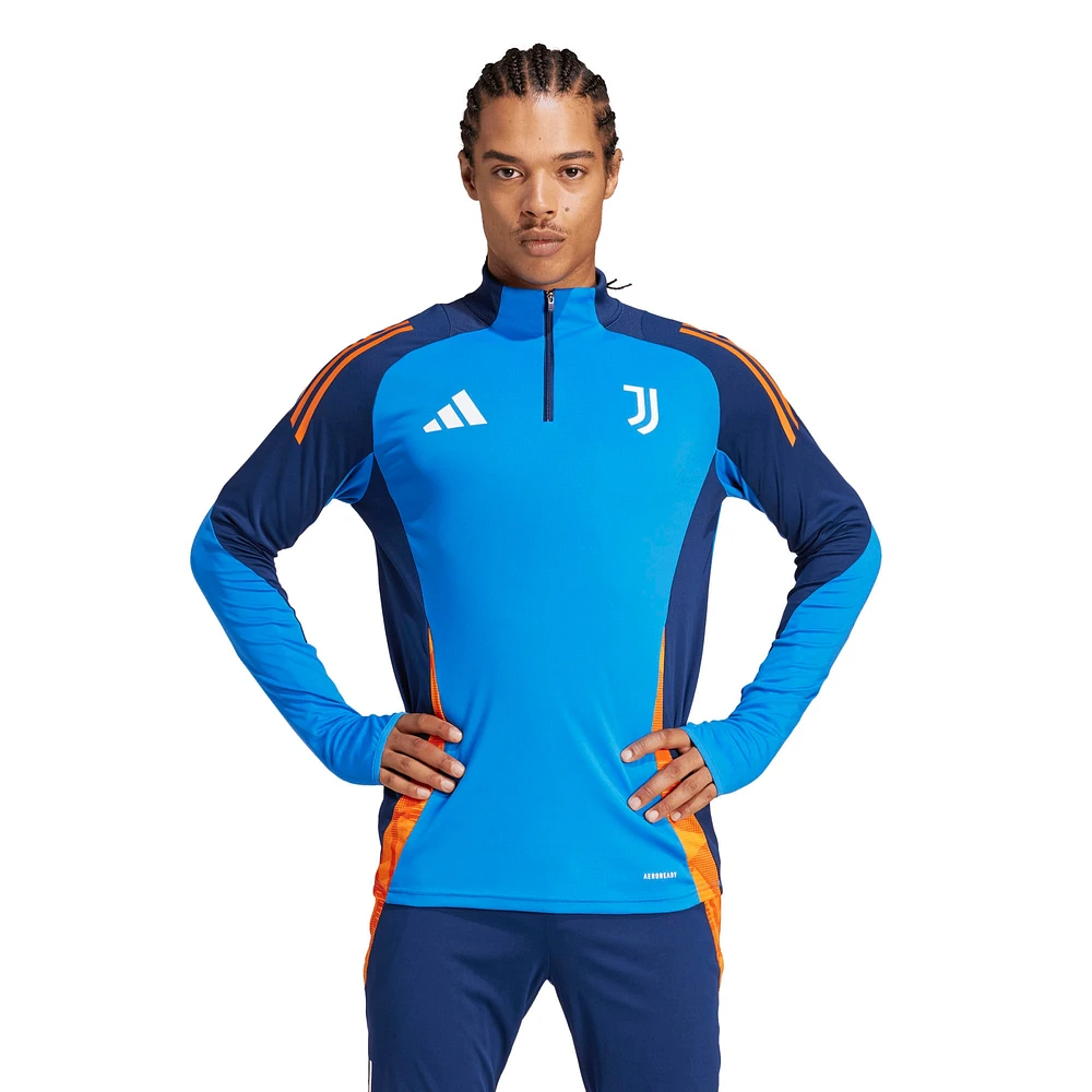 Haut d'entraînement adidas bleu Juventus 2024/25 AEROREADY Raglan à quart de zip pour homme