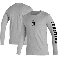 T-shirt à manches longues adidas Juventus Team Crest pour hommes, gris chiné