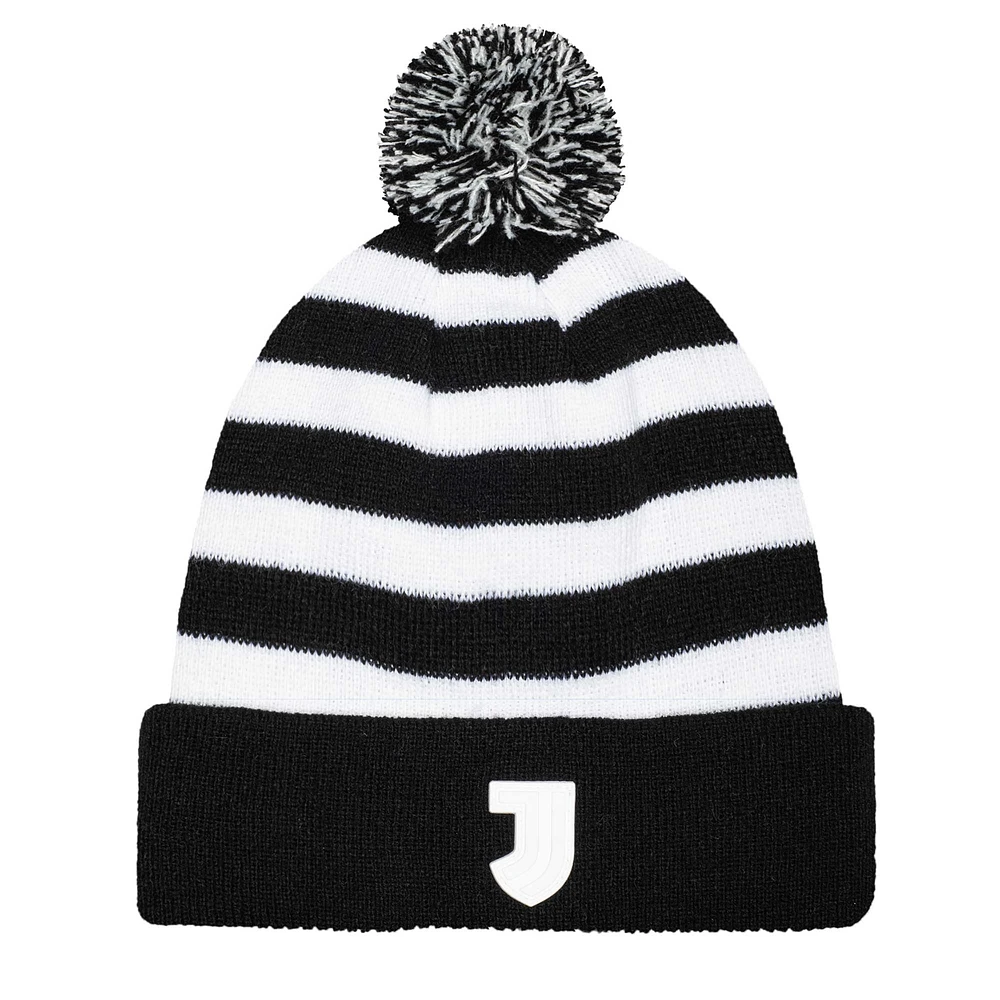 Men's Black Juventus Casual Cuffed Knit Hat with Pom