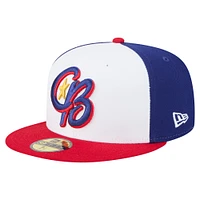 Casquette ajustée 59FIFTY Kannapolis Cannon Ballers de la collection authentique New Era blanche/rouge pour homme