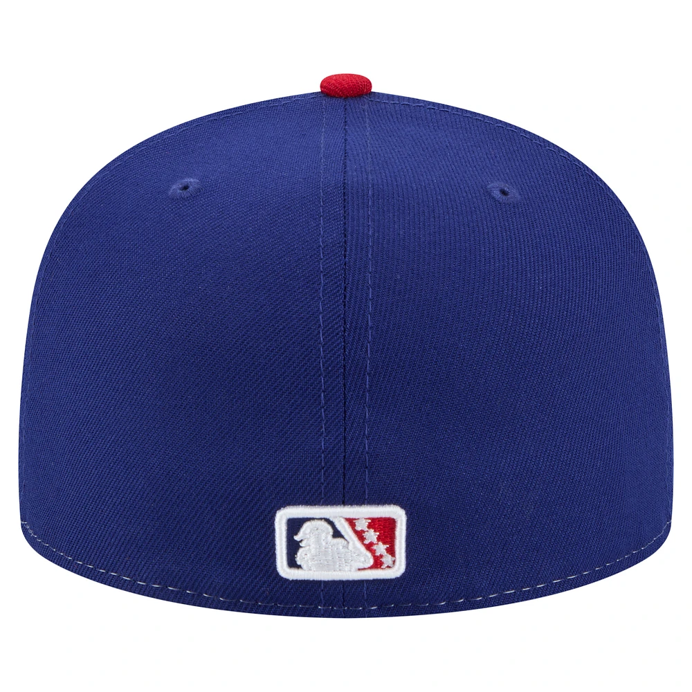 Casquette ajustée 59FIFTY Kannapolis Cannon Ballers de la collection authentique New Era blanche/rouge pour homme