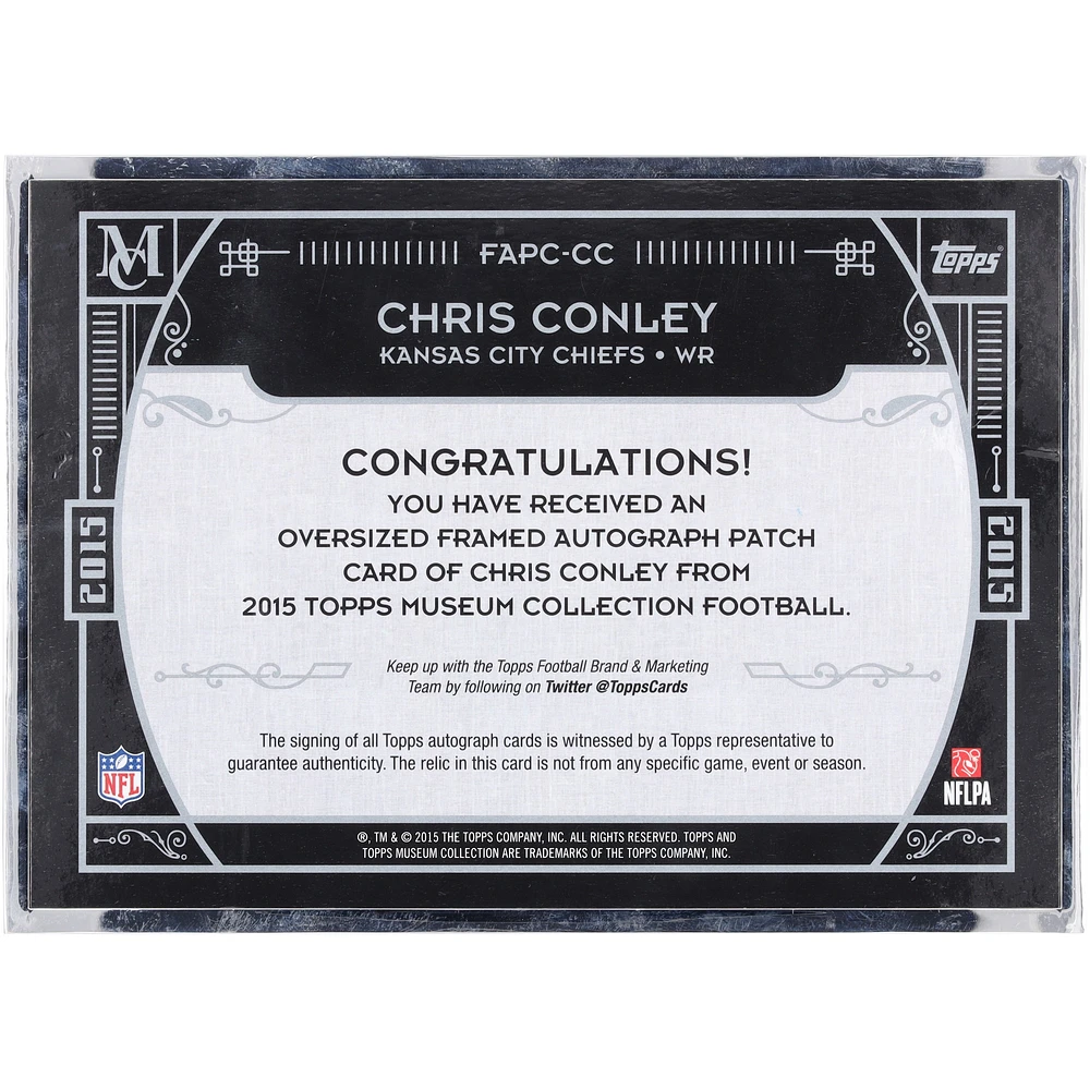 Carte recrue autographiée Chris Conley des Chiefs de Kansas City, collection Topps Museum 2015, avec logo relique #FAPC-CC #1/1