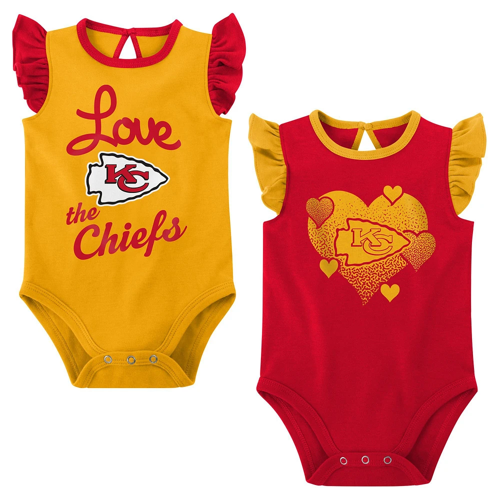 Girls Newborn & Infant Red/Gold Kansas City Chiefs Spread the Love 2-Pack Bodysuit Set