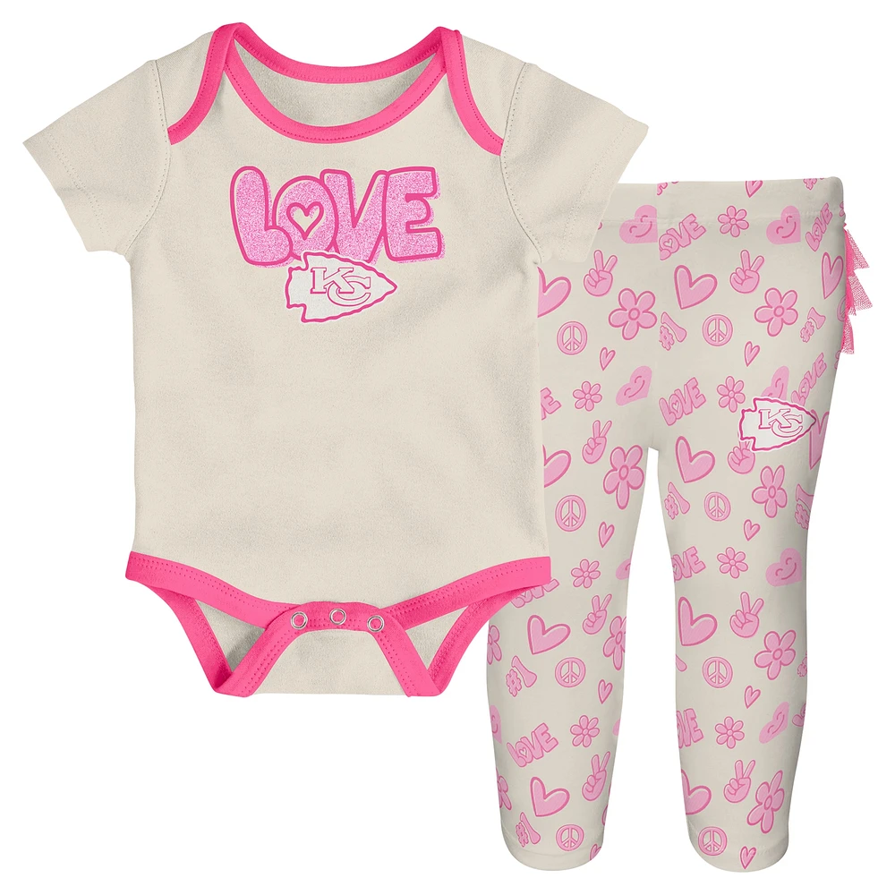 Girls Newborn & Infant White Kansas City Chiefs All The Love 2 Piece Bodysuit and Pants Set