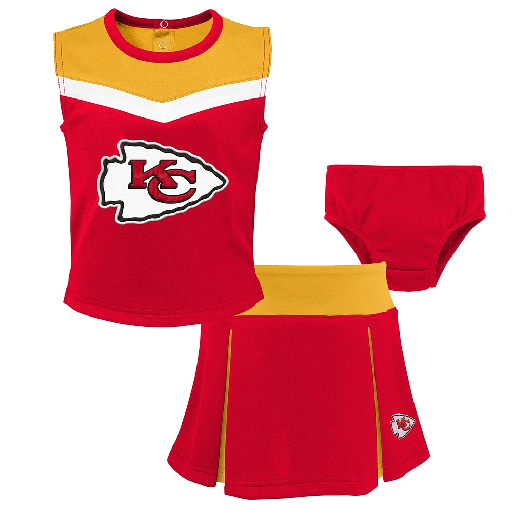 Girls Toddler Red Kansas City Chiefs Spirit Cheer Two-Piece Cheerleader Set with Bloomers