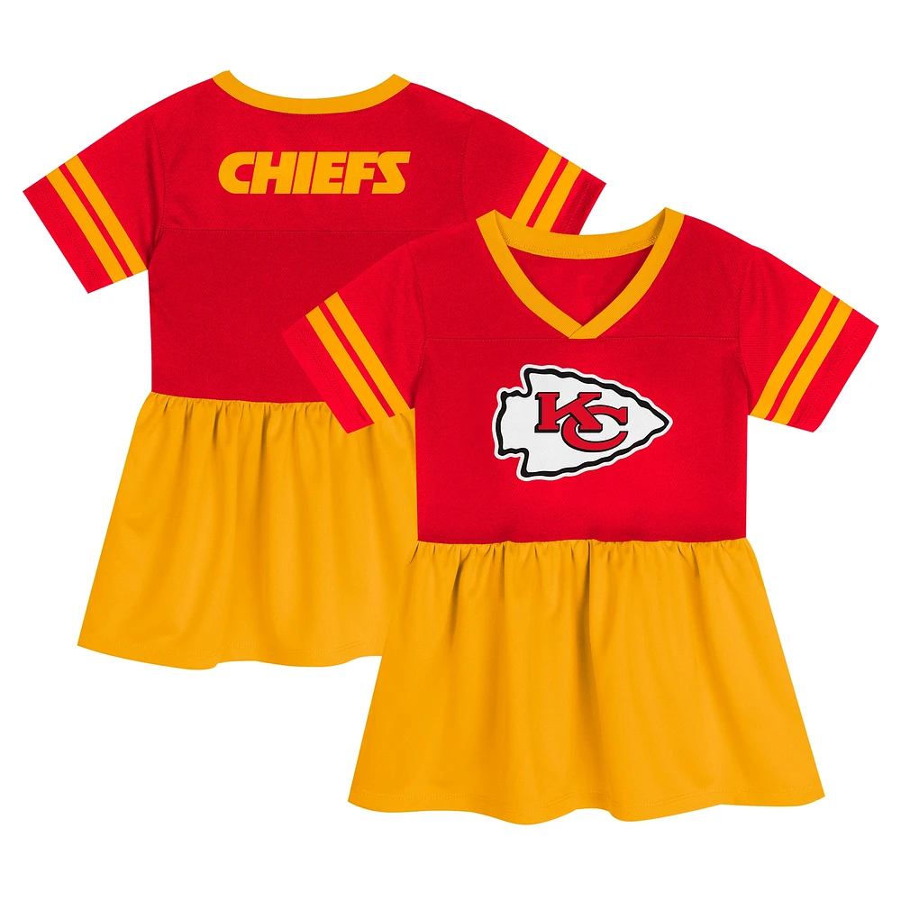 Robe en jersey rouge à la mode Kansas City Chiefs Stadium Lights pour filles