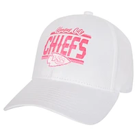 Casquette réglable structurée entièrement blanche pour jeunes filles des Chiefs de Kansas City