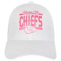 Casquette réglable structurée entièrement blanche pour jeunes filles des Chiefs de Kansas City