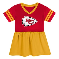 Robe en jersey rouge/or pour jeunes filles des Kansas City Chiefs Stadium Lights