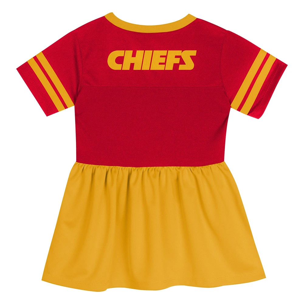 Robe en jersey rouge/or pour jeunes filles des Kansas City Chiefs Stadium Lights