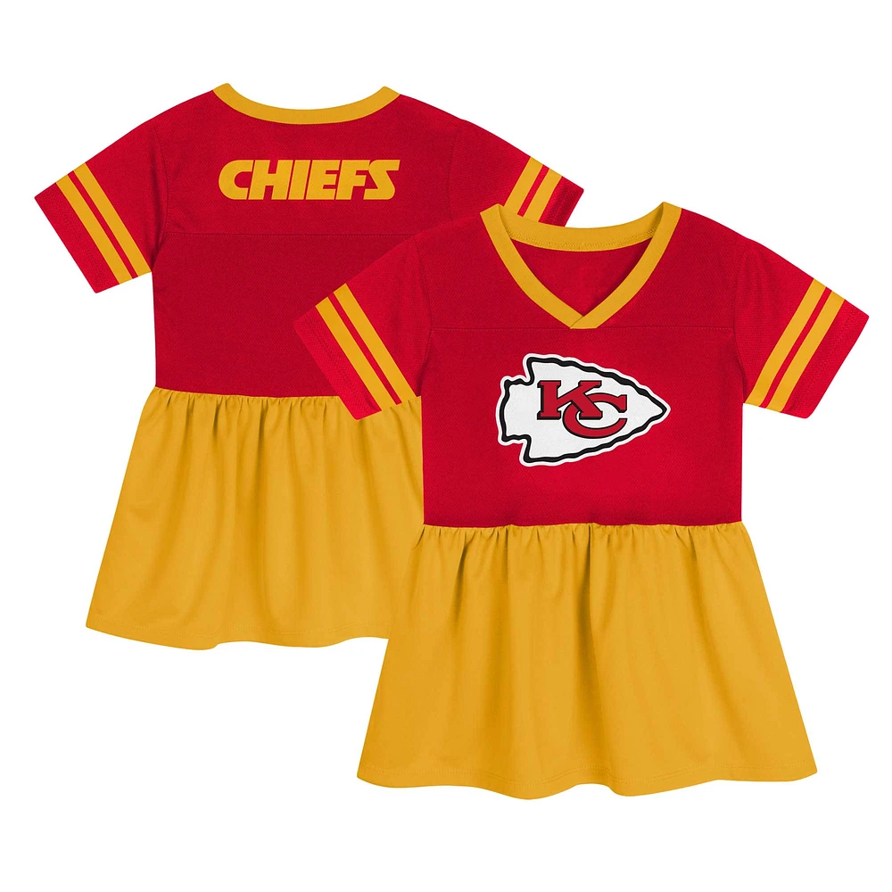 Robe en jersey rouge/or pour jeunes filles des Kansas City Chiefs Stadium Lights