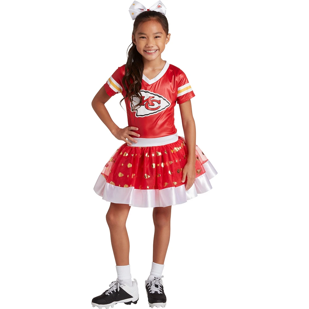 Girls Youth Red Kansas City Chiefs Tutu Tailgate Game Day V-Neck Costume