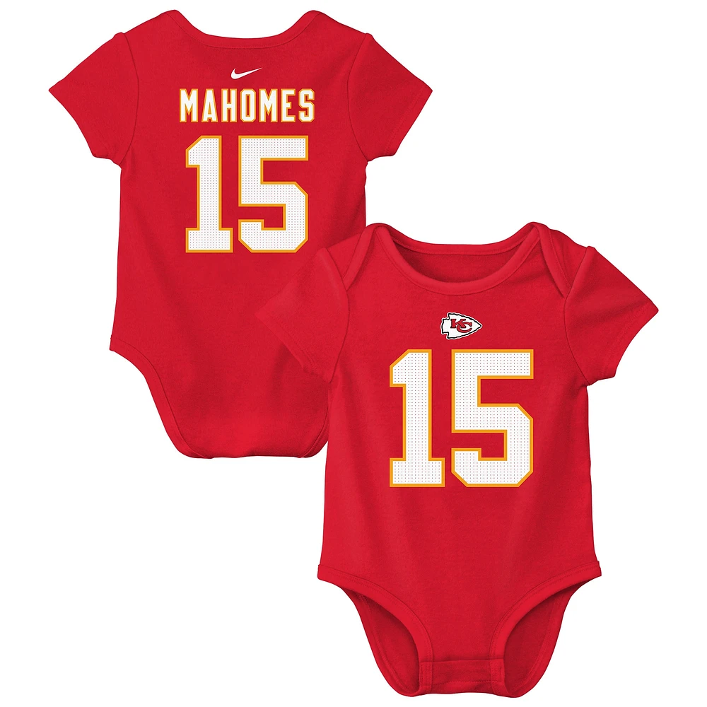 Body Nike pour bébé Patrick Mahomes rouge avec nom et numéro de joueur des Kansas City Chiefs