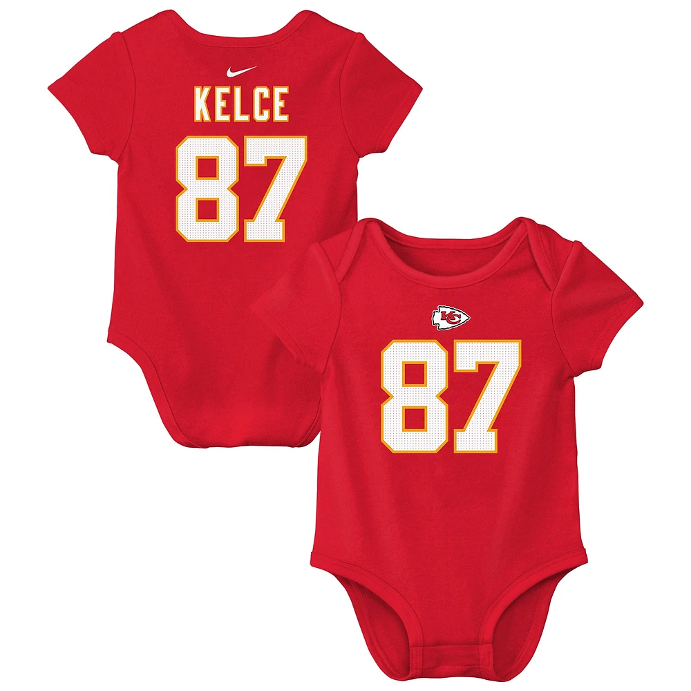 Body Nike Travis Kelce pour bébé avec nom et numéro de joueur des Kansas City Chiefs rouge