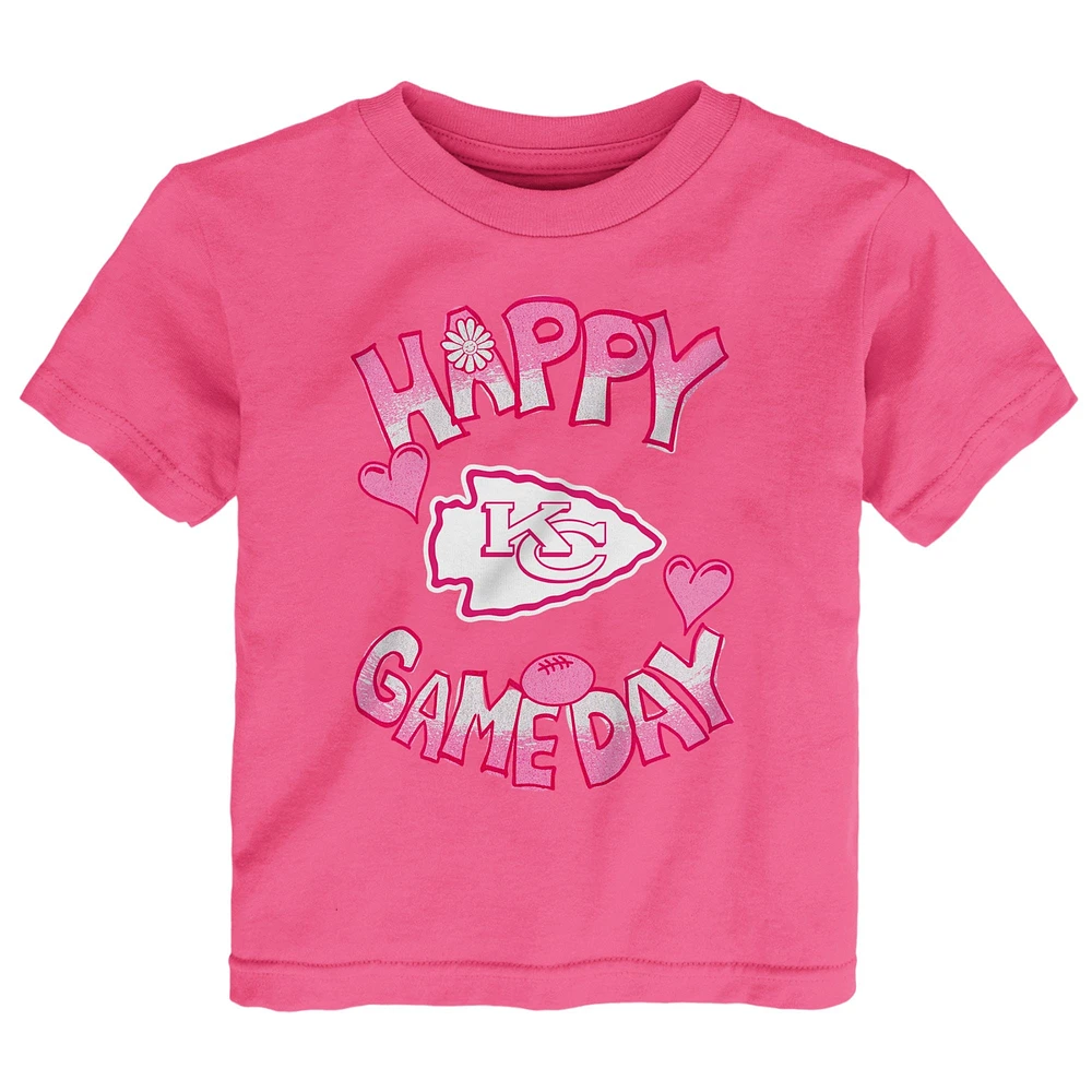 Infant Pink Kansas City Chiefs Happy Gameday T-Shirt