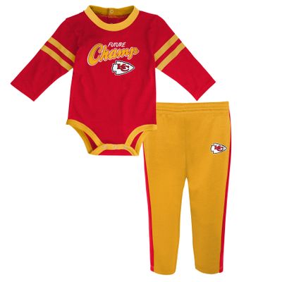 Infant Red/Gold Kansas City Chiefs Little Kicker - Long Sleeve Bodysuit & Pants Set