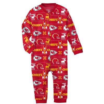 Infant Red Kansas City Chiefs Allover Print - Full-Zip Jumper