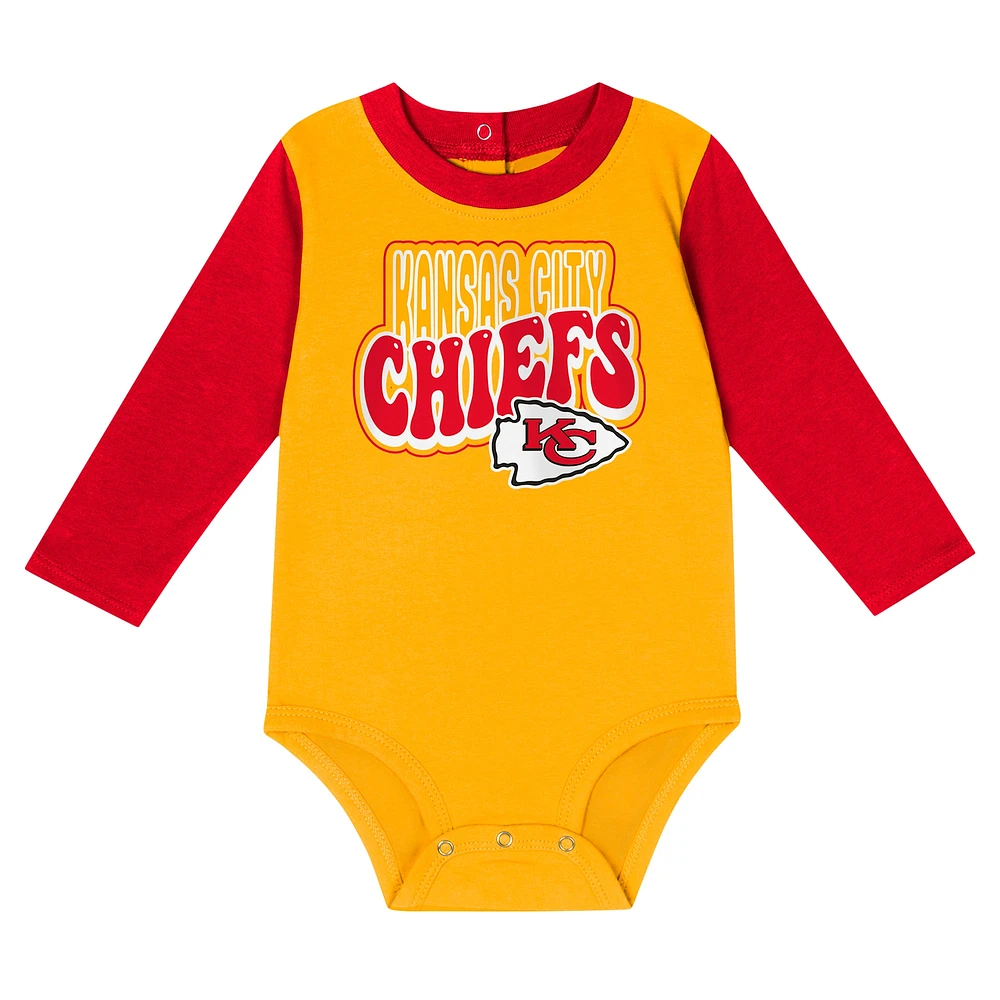 Infant Red Kansas City Chiefs Double Up Long Sleeve Bodysuit and Pants Set