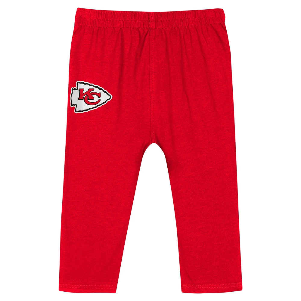 Infant Red Kansas City Chiefs Double Up Long Sleeve Bodysuit and Pants Set