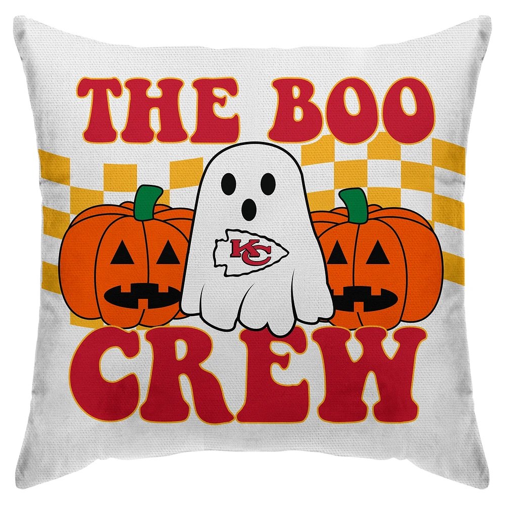 Housse de coussin décorative en tissu de canard Boo Crew des Chiefs de Kansas City 18'' x 18''