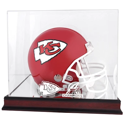 Vitrine de casque avec logo en acajou des Champions de l'AFC 2019 des Chiefs de Kansas City