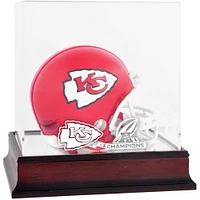 Vitrine pour mini-casque avec logo en acajou des Champions de l'AFC 2019 des Chiefs de Kansas City