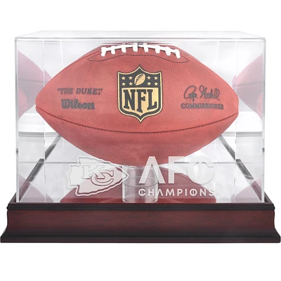 Vitrine de présentation du logo de football des Kansas City Chiefs, champions de l'AFC 2023