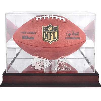 Kansas City Chiefs 2024 AFC Champions Mahogany Logo Football Display Case