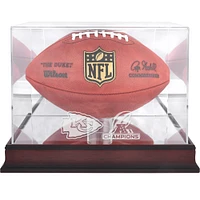 Kansas City Chiefs 2024 AFC Champions Mahogany Logo Football Display Case