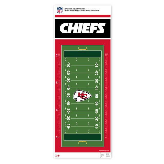 Kansas City Chiefs - Tableau de croissance des décalcomanies repositionnables sur le terrain de 24'' x 60''