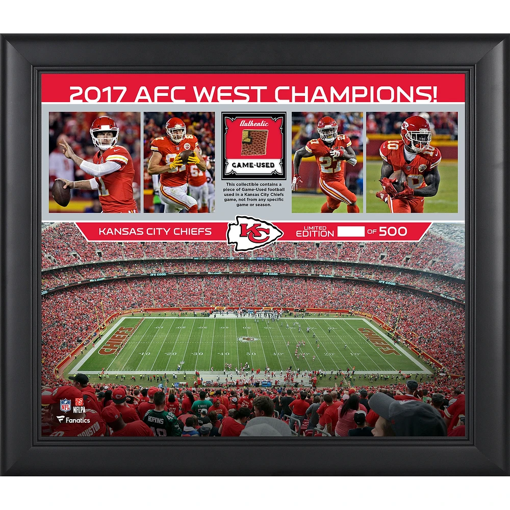 Kansas City Chiefs Framed 15" x 17" 2017 AFC West Champions Collage with a Piece of Game-Used Football - Limited Edition of 500