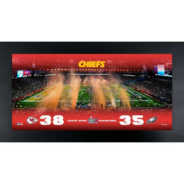 Kansas City Chiefs Super Bowl LVII Champions Framed 10 x 30 Panoramic with A Piece of Game-Used Football - Limited Edition 2023