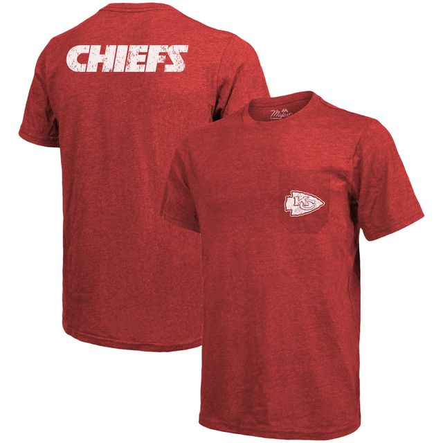 T-Shirt Majestic Threads Tri-Blend Pocket Kansas City Chiefs - Rouge Chiné