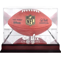 Vitrine de présentation avec logo de football en acajou des champions du Super Bowl LIV des Chiefs de Kansas City