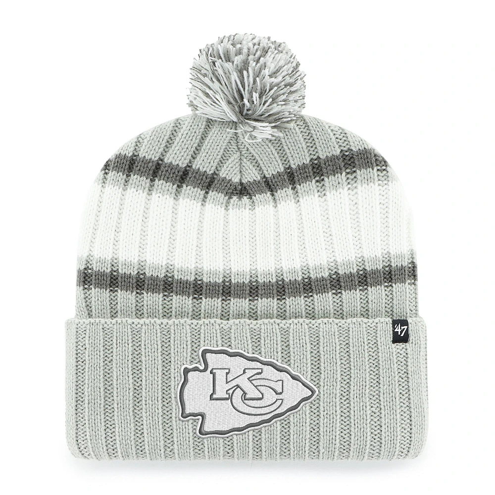 Men's '47  Gray Kansas City Chiefs Domestic Plateau Cuffed Knit Hat with Pom