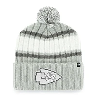 Men's '47  Gray Kansas City Chiefs Domestic Plateau Cuffed Knit Hat with Pom