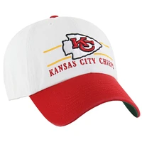 Men's '47  White/Red Kansas City Chiefs Double Header Clean Up Adjustable Hat