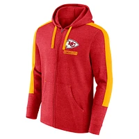 Sweat à capuche zippé pour homme Fanatics Heather Red Kansas City Chiefs Gains