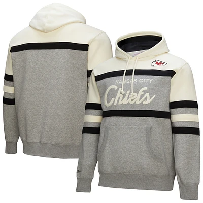 Men's Mitchell & Ness  Heather Gray Kansas City Chiefs Head Coach Vintage Logo Pullover Hoodie