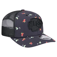 Men's New Era  Navy/Black Kansas City Chiefs Adventure Drinks Pattern 9SEVENTY Stretch-Snap Hat