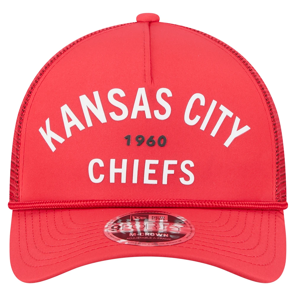 Casquette ajustable New Era rouge Kansas City Chiefs Active Minimalist M-Crown A-Frame 9FORTY pour homme