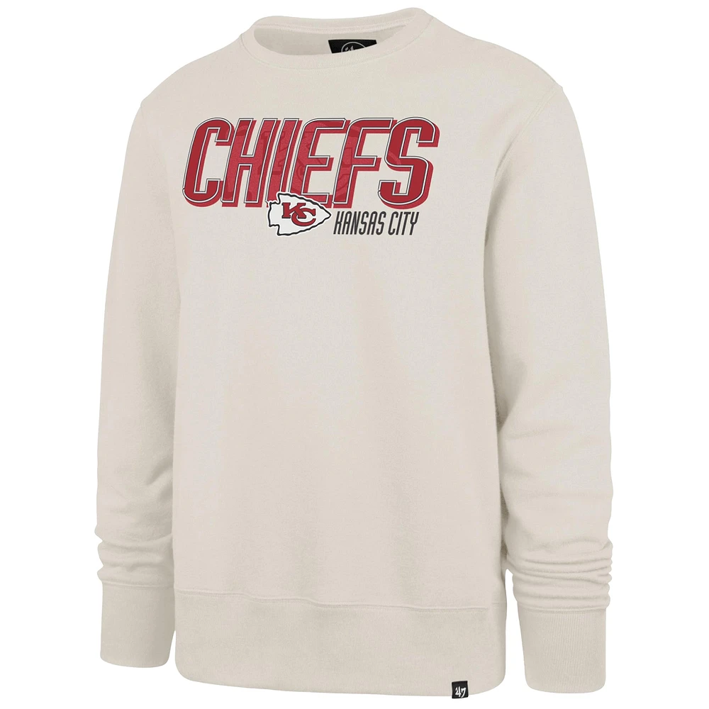 Men's '47 Cream Kansas City Chiefs Locked Headline Pullover Crewneck