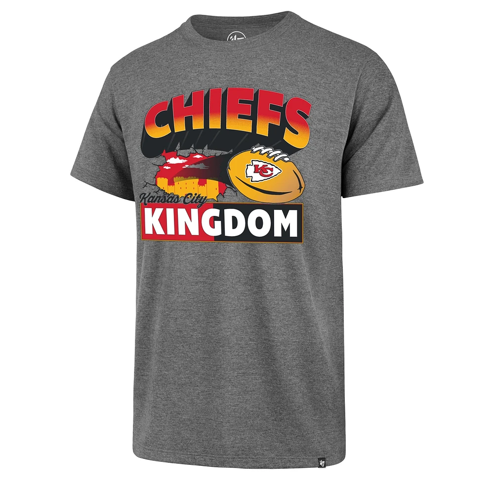 Men's '47 Heather Gray Kansas City Chiefs Kingdom Super Rival T-Shirt